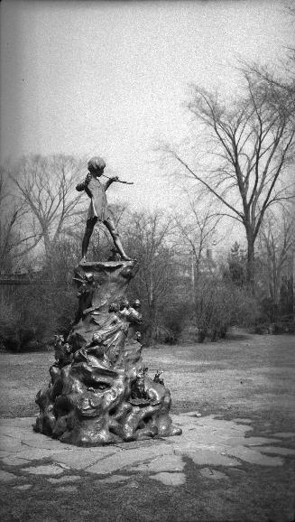 Image shows a monument for Peter Pan. 