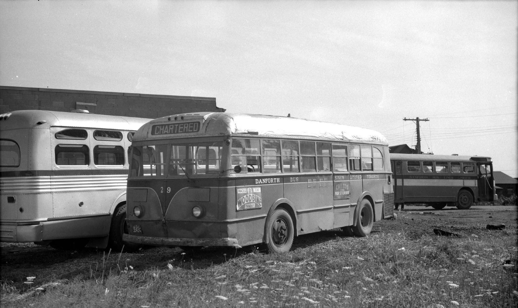 Danforth Bus Lines, bus #29, at garage, Dufferin St