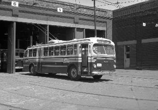T.T.C., trolley bus #9047, at Lansdowne Garage, Lansdowne Avenue, northwest corner Paton Road