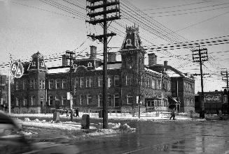 Historic photo from Wednesday, July 1, 1953 - Wellesley Public School, Bay St., n.e. corner Wellesley St.; looking n.e. in Yorkville