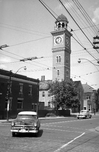 Historic photo from Sunday, August 15, 1954 - Fire Hall on the west side Ossington just north of Bloor - torn down for the TTC subway entrance in Dovercourt Park