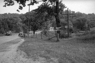 Don Mills Road., bridge over C.N.R. tracks north of forks of Don, looking south