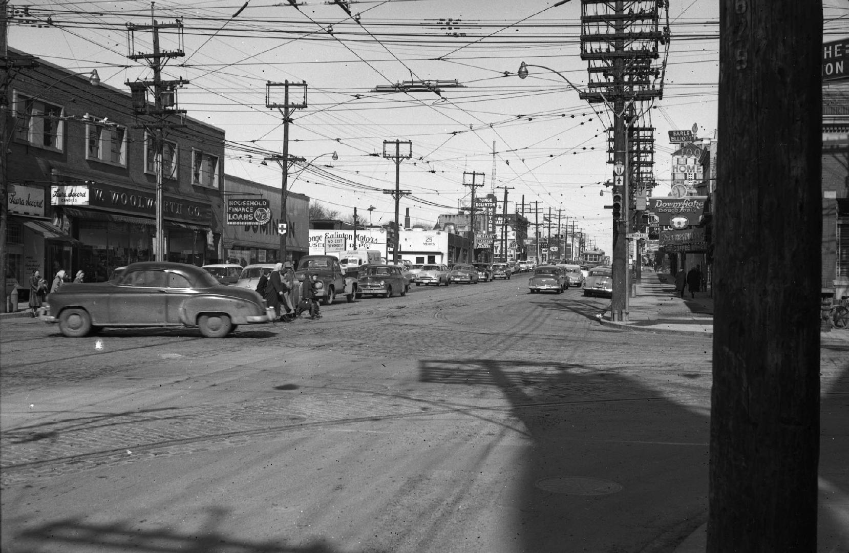 Yonge Street looking north from Eglinton Avenue, Toronto, Ontario. Image shows a street view wi ...