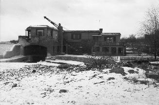Historic photo from Sunday, February 13, 1955 - Lynne Lodge boathouse - estate of Frederick Barnard Fetherstonhaugh - Lakeshore Blvd. W., s.w. cor. Royal York Road in Mimico