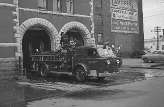 Historic photo from Sunday, March 6, 1955 - Old Fire Hall, Toronto, Lombard St., n. side, w. of Jarvis St. (Second City for a while) in Old Town