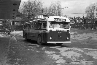 T.T.C., bus #1781, at former Hollinger Bus Lines terminal, Danforth Avenue, north side, between Coxwell & Woodington Aves