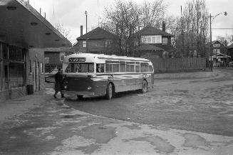 T.T.C., bus #1770, at former Hollinger Bus Lines terminal, Danforth Avenue, north side, between Coxwell & Woodington Aves