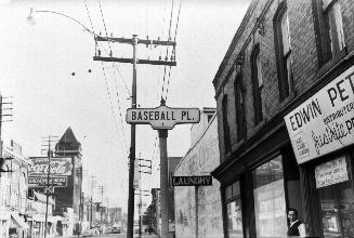 Queen Street East, looking e. from Baseball Place