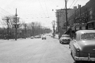 Yonge Street, looking south from north of Lawrence Avenue, Toronto, Ontario. Image shows a stre ...
