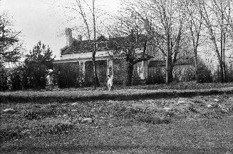 Image shows a house surrounded by a few trees.