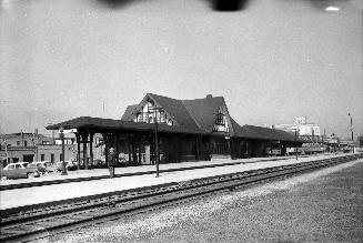 Historic photo from Saturday, April 9, 1955 - West Toronto Railway Station (C.P.R.), Old Weston Road, e. side, n. of Dundas St. W in The Junction