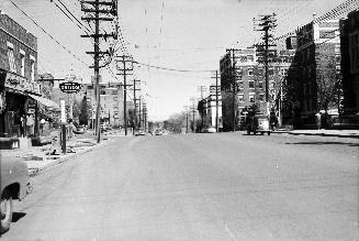 Yonge Street, looking north from south of Glengrove Avenue, Toronto, Ontario. Image shows a str ...