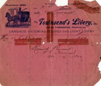 To Townsend's Livery, Dr. John Townsend, proprietor : landaus, victorias, coupes and light livery