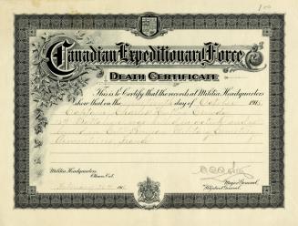 Canadian Expeditionary Force death certificate