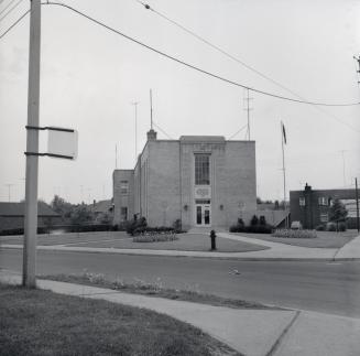 Leaside Municipal Building, McRae Drive, southwest corner Randolph Road, looking south