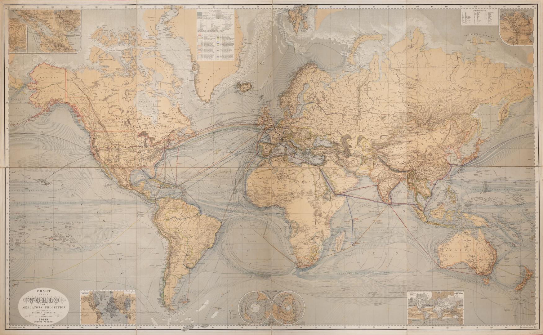 Chart of the World on Mercators Projection Constructed by Hermann Berghaus and Fn