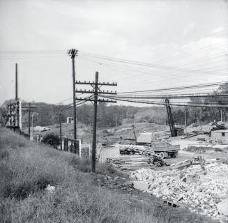 (The) Queensway, looking northwest from east of Parkside Drive during construction
