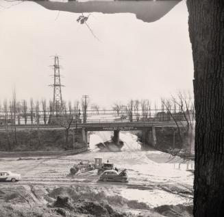 (The) Queensway, looking south at Colborne Lodge Drive during construction