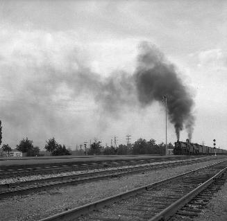 Image shows a train on tracks.