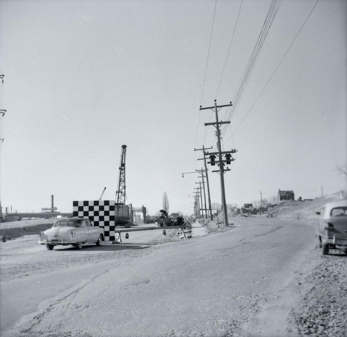 (The) Queensway, looking west from west of Humber River during construction