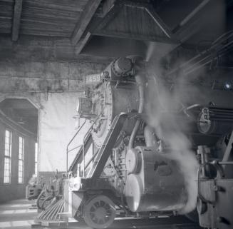 C.N.R., Mimico Yards, New Toronto St., north side, between Dwight & Kipling Aves., roundhouse, INTERIOR, showing locomotive #3459