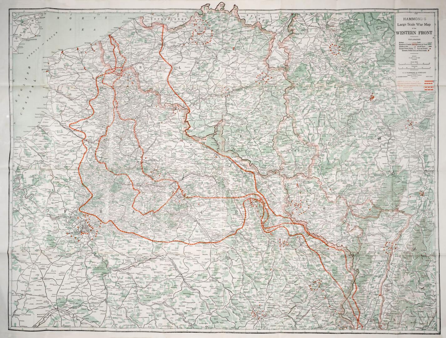 Hammond's new combination large scale war maps of the Western front and Italian front