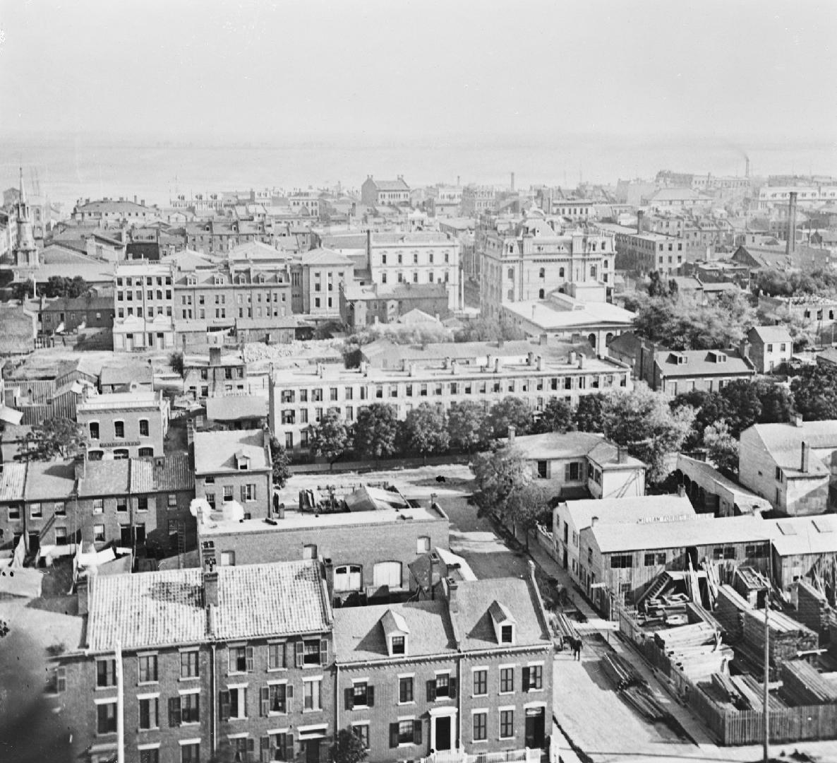 Toronto downtown ca 1875, looking south from tower of Metropolitan Church, Toronto Ontario