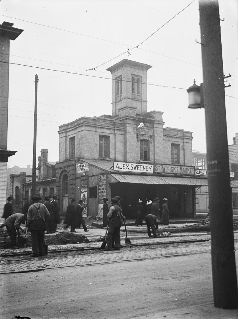 St. Patrick's Market (1854-1912), Queen Street West, north side, at St. Patrick Sq