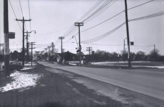 Eglinton Avenue W., looking west from Keelesdale Road., Toronto, Ontario