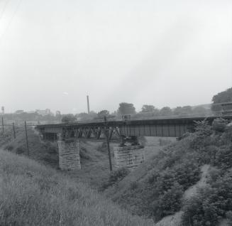 Black Creek, C.P.R. bridge looking north from near C.N.R. tracks towards Eglinton Avenue, Toronto, Ontario