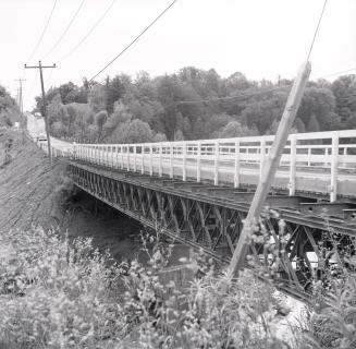 Historic photo from Sunday, June 17, 1956 - Bailey bridge replacing bridge destroyed in Hurricane Hazel - Bathurst St., across West Don River in Willowdale