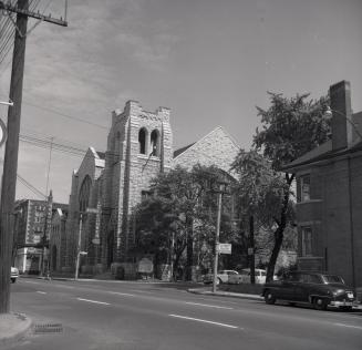 Historic photo from Sunday, August 26, 1956 - Avenue Rd. Presbyterian (United) Church before building torn down for Jay Macpherson Green in Summerhill