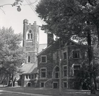 Image shows a side view of the church building.