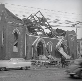 Wesley Methodist (United) Church, Dundas Street West, northwest corner Ossington Avenue, aftermath of fire
