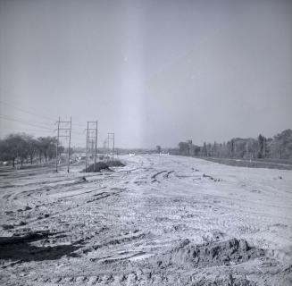 Gardiner Expressway, looking west from Parkside Drive overpass, during construction