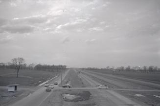 HIGHWAY 427, looking north from Burnhamthorpe Road overpass, during construction