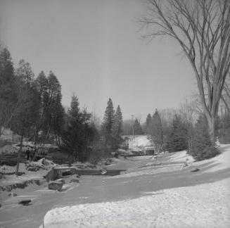 Image shows the park covered in snow.