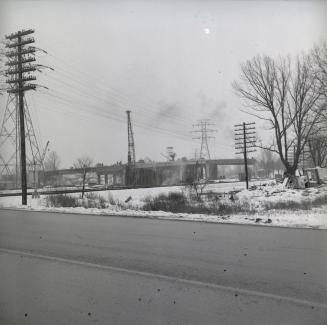 Dundas Street West, showing construction of overpass over Royal York Road