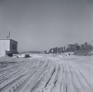 Gardiner Expressway, looking west from foot of Roncesvalles Avenue, during construction