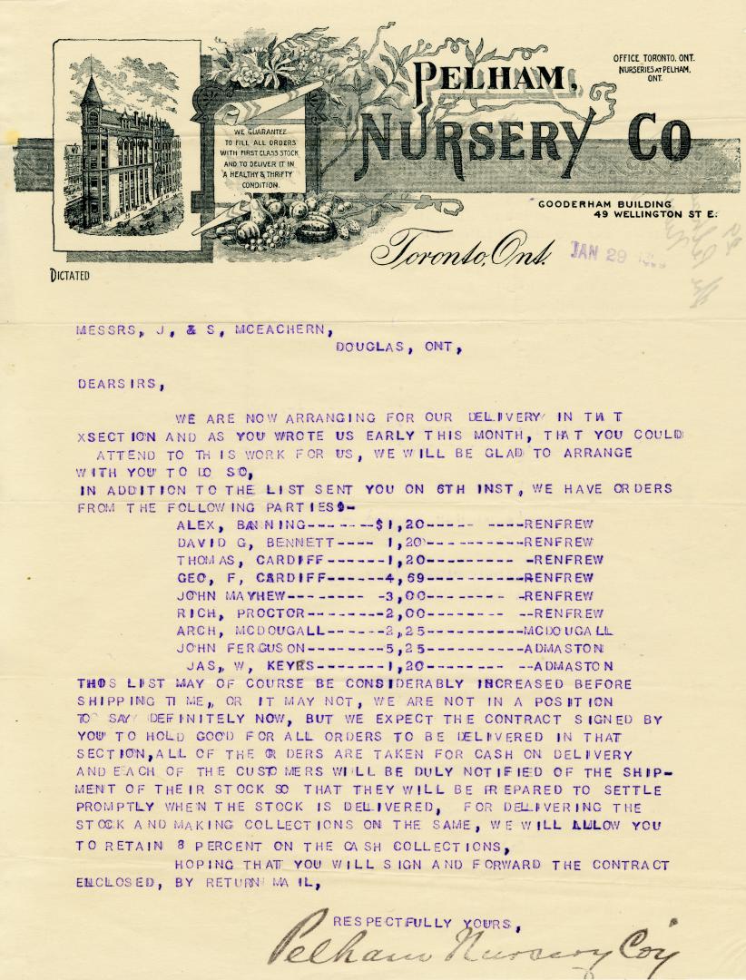 Pelham Nursery Co., Gooderham Building, 49 Wellington St. E., Toronto, Ont.
