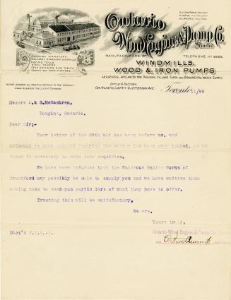Ontario Wind Engine & Pump Co. Limited, manufacturers of windmills, wood & iron pumps