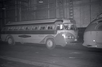 T.T.C., garage, Parkdale Garage, Sorauren Avenue, northeast corner Wabash Avenue, INTERIOR, showing Danforth Bus Lines bus #53