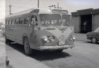 Danforth Bus Lines, bus #48, at garage, Danforth Avenue, south side, between Elward Boulevard & August Avenue, on Elward Boulevard