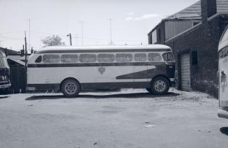 West York Coach Lines, garage, Pacific Avenue, southwest corner Vine Avenue, looking south from Vine Avenue, showing bus #44