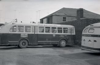 West York Coach Lines, garage, Pacific Avenue, southwest corner Vine Avenue, looking south from Vine Avenue, showing bus #492