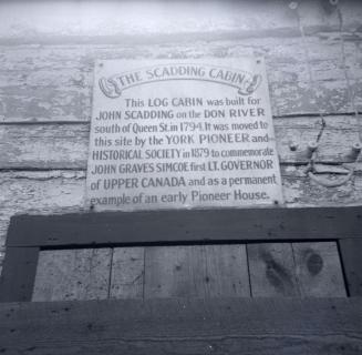 Scadding Cabin, plaque over door