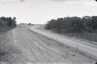 Historic photo from Sunday, June 6, 1954 - Looking north up Yonge St., to the construction of Hwy 401 -  Macdonald-Cartier Freeway in Hoggs Hollow
