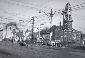 Parliament St., looking northeast from south of Dundas Street East, showing Fire Hall & Police Station