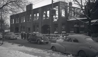 Canadian General Electric Co., warehouse, Pacific Avenue, west side, betwest Annette & Dundas Streets, aftermath of fire of 4 January 1952