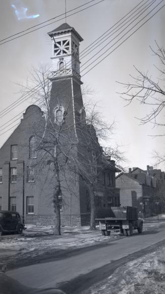 Historic photo from Monday, January 28, 1952 - Toronto Firehall No. 4, built 1900 by architect A. Frank Wickson,  now the Alumnae Theatre in Old Town